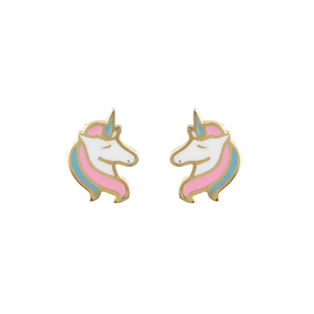 EARRINGS Unicorn Κ9 Yellow Gold with Enamel SZ435Y.K9