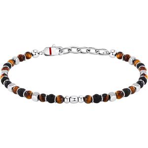 SECTOR Basic Bracelet for Male Silver Stainless Steel and Tiger Eye Stones SZS108 - 53497