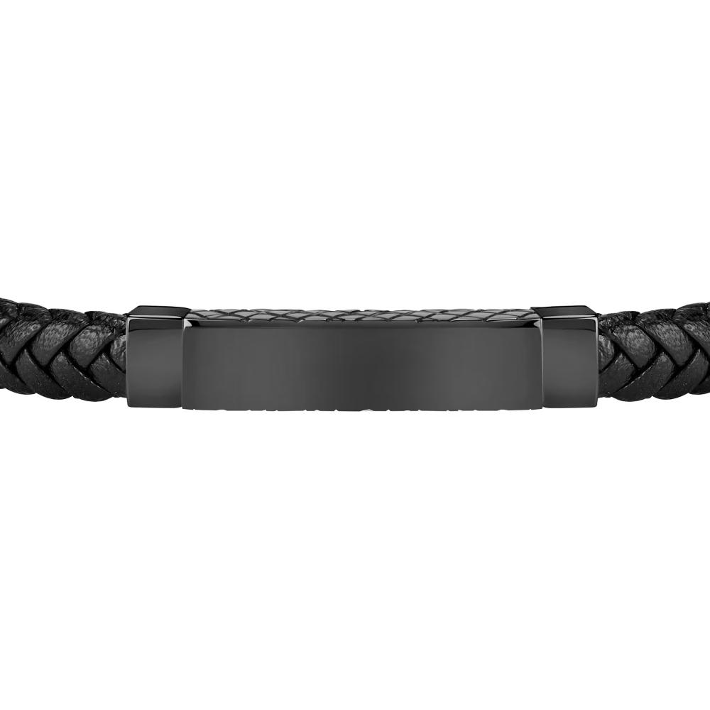 SECTOR Men's Bandy Bracelet With Black Leather and Black Stainless Steel SZV51