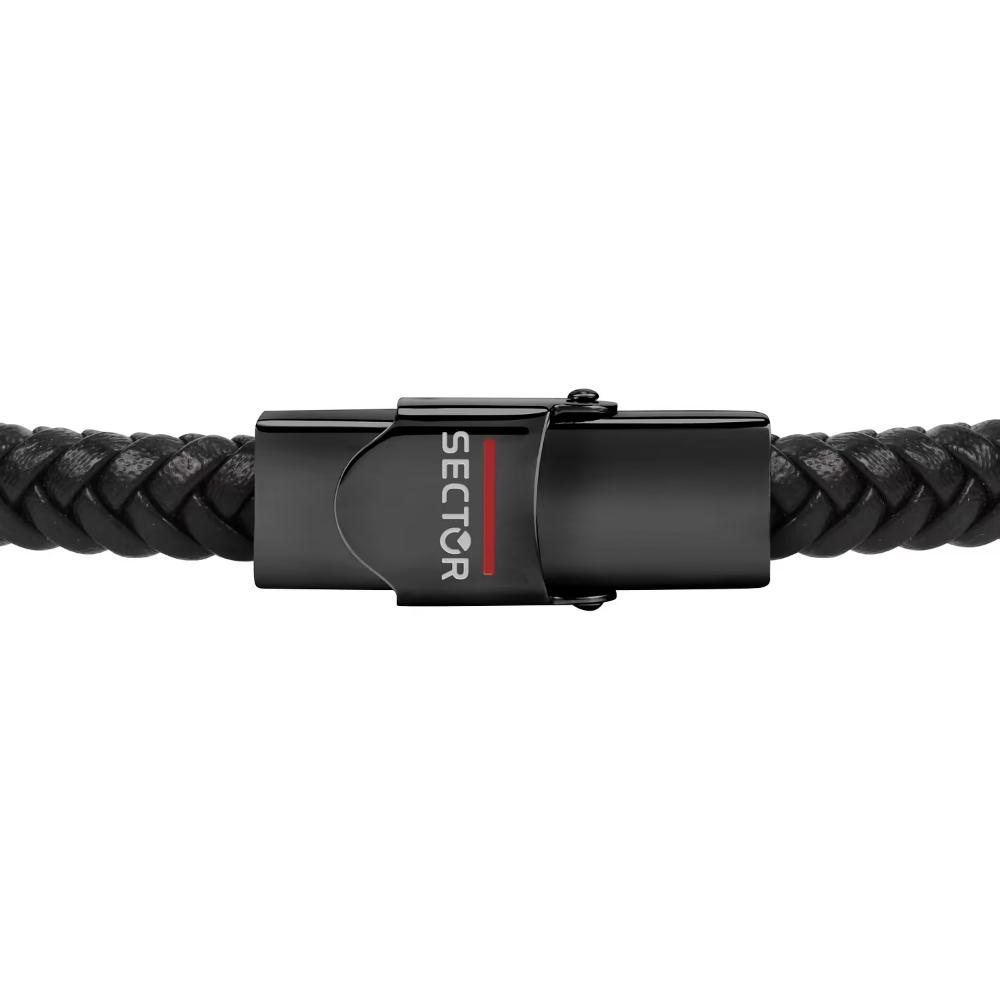 SECTOR Men's Bandy Bracelet With Black Leather and Black Stainless Steel SZV51