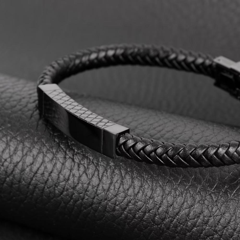 SECTOR Men's Bandy Bracelet With Black Leather and Black Stainless Steel SZV51 - 6