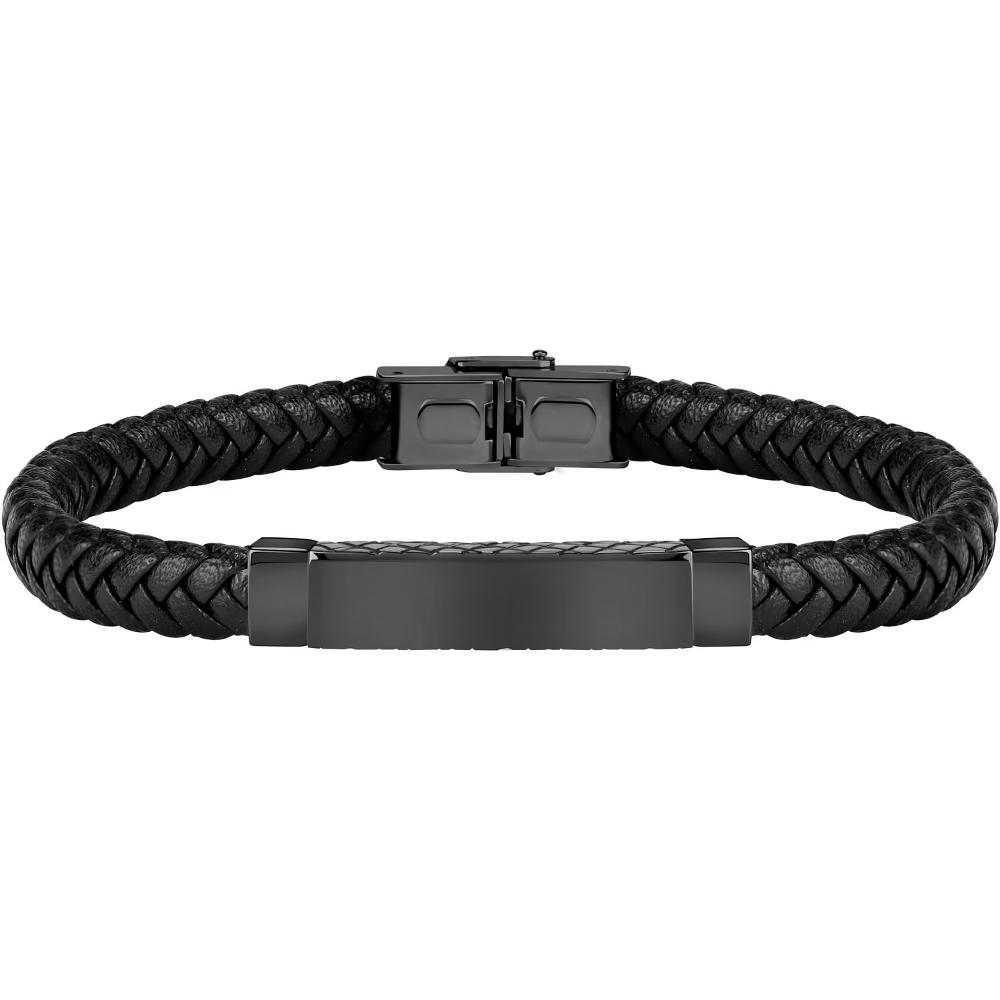 SECTOR Men's Bandy Bracelet With Black Leather and Black Stainless Steel SZV51