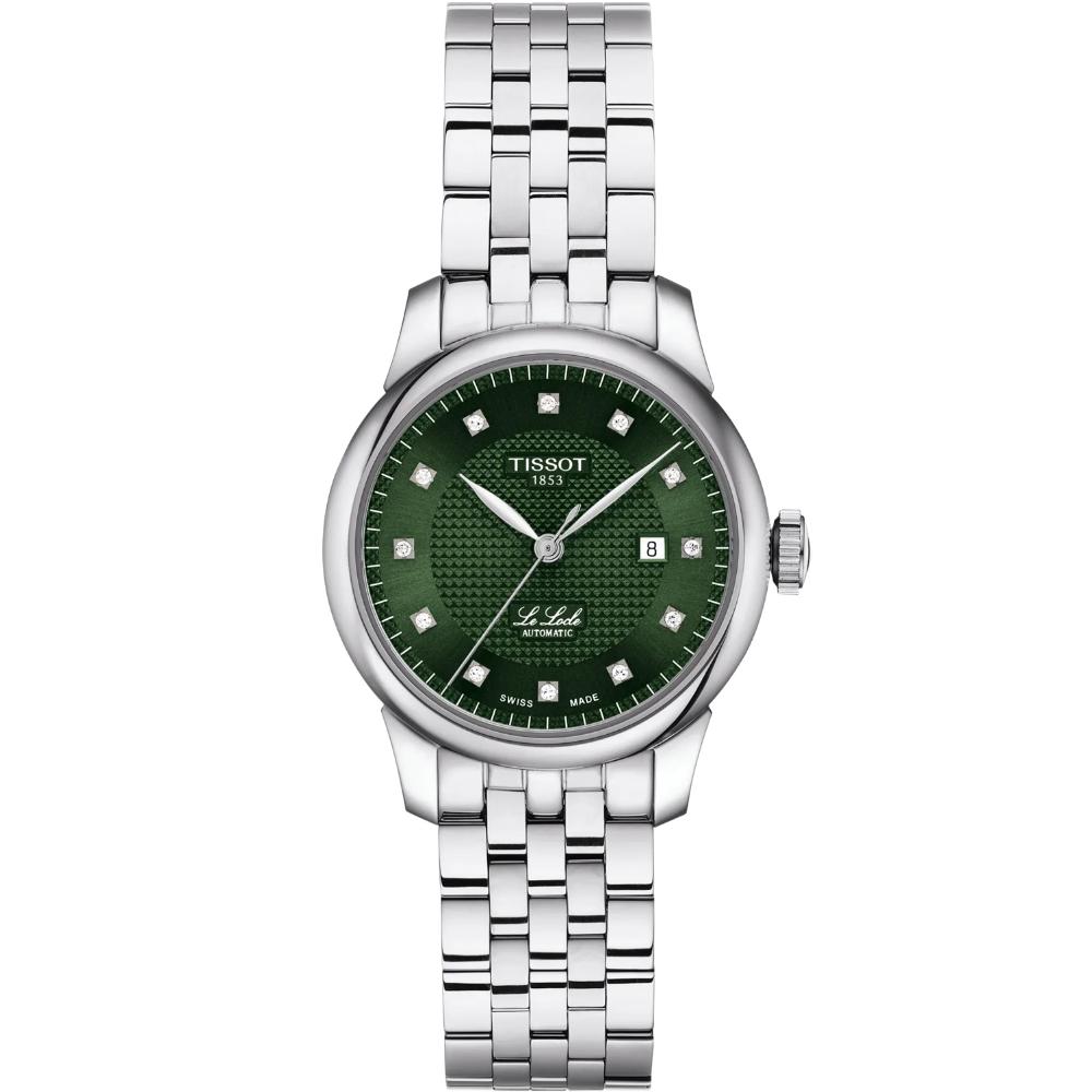 TISSOT Le Locle Automatic Lady's Diamonds Green Dial 29mm Silver Stainless Steel Bracelet T006.207.11.096.00