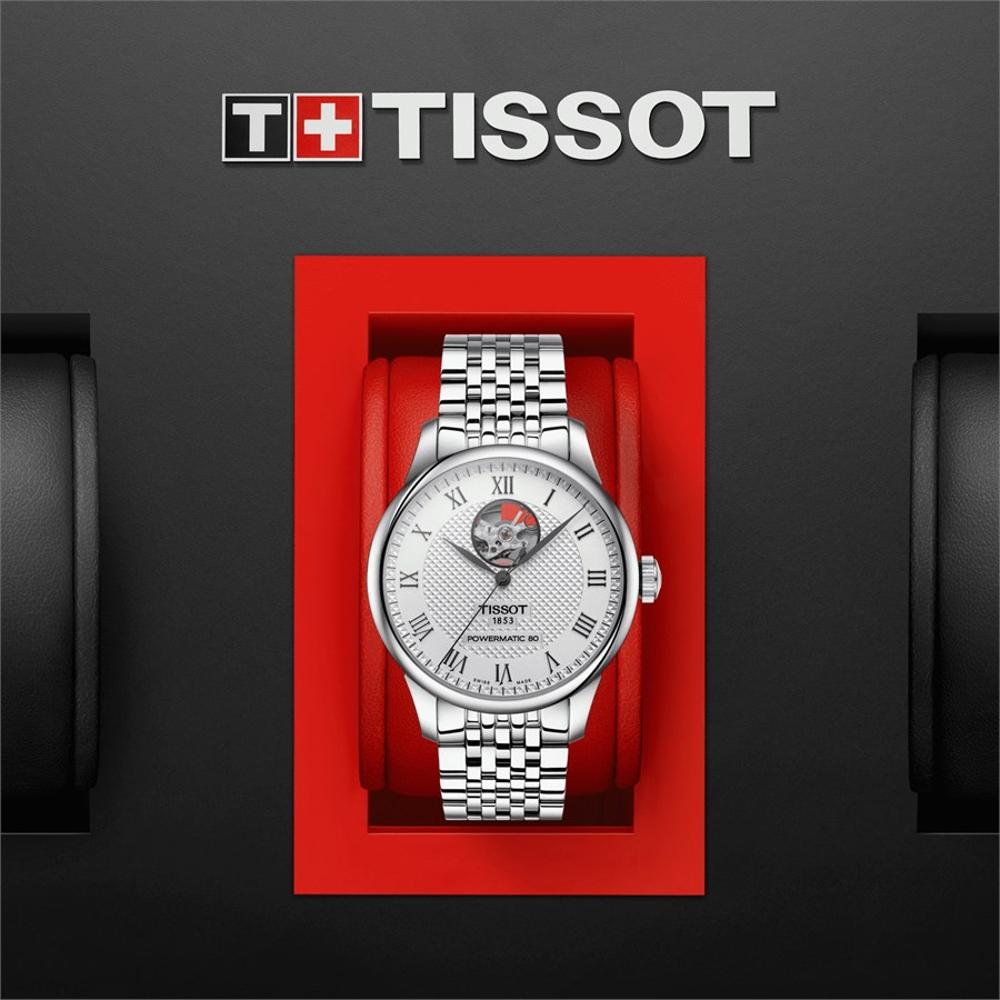 TISSOT Le Locle Powermatic 80 Open Heart Silver Dial 39.3mm Silver Stainless Steel Bracelet T006.407.11.033.02