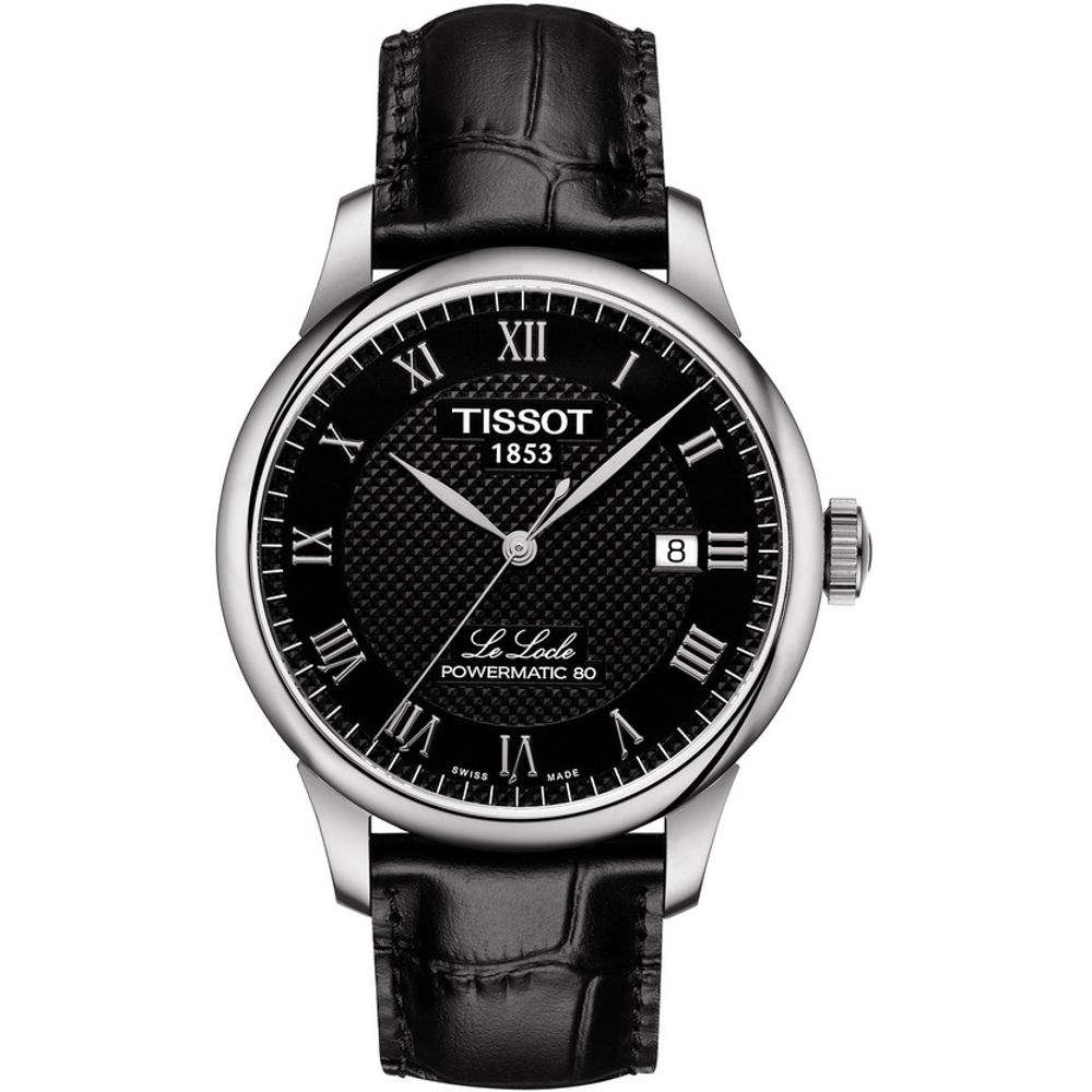 TISSOT Le Locle Powermatic 80 Black Dial 39.3mm Silver Stainless Steel Black Leather Strap T006.407.16.053.00