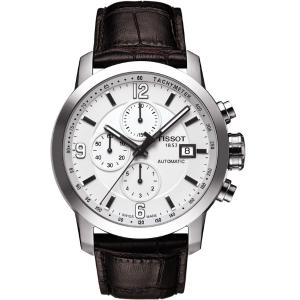 TISSOT PRC 200 Chronograph Automatic 43mm Silver Stainless Steel Brown Leather Strap T055.427.16.017.00 - 2257