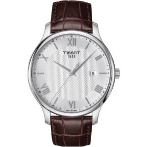 TISSOT Tradition 42mm Silver Stainless Steel Brown Leather Strap T063.610.16.038.00 - 24571