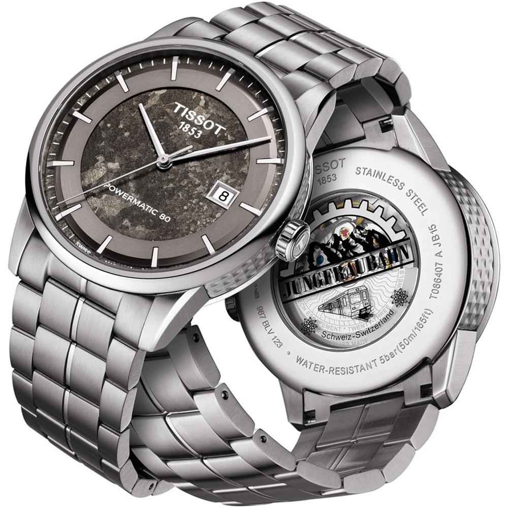 TISSOT Luxury Jungfraubahn Powermatic 80 Three Hands 41mm Silver Stainless Steel Bracelet T086.407.11.061.10