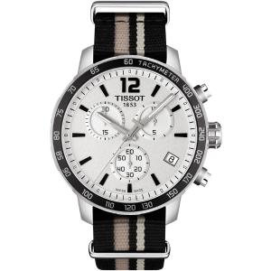 TISSOT Quickster Chronograph 42mm Silver Stainless Steel Gray Fabric Strap T095.417.17.037.10 - 3405