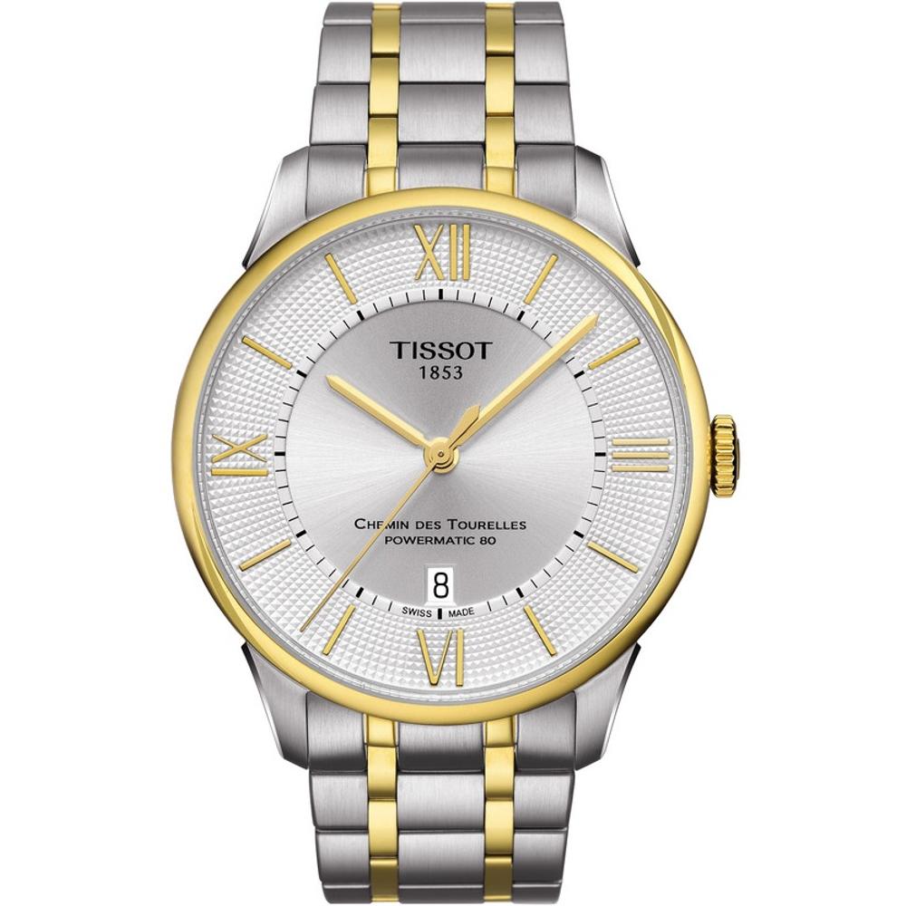 TISSOT Chemin Des Tourelles Powermatic 80 Three Hands 42mm Two Tone Gold & Silver Stainless Steel Bracelet T099.407.22.038.00