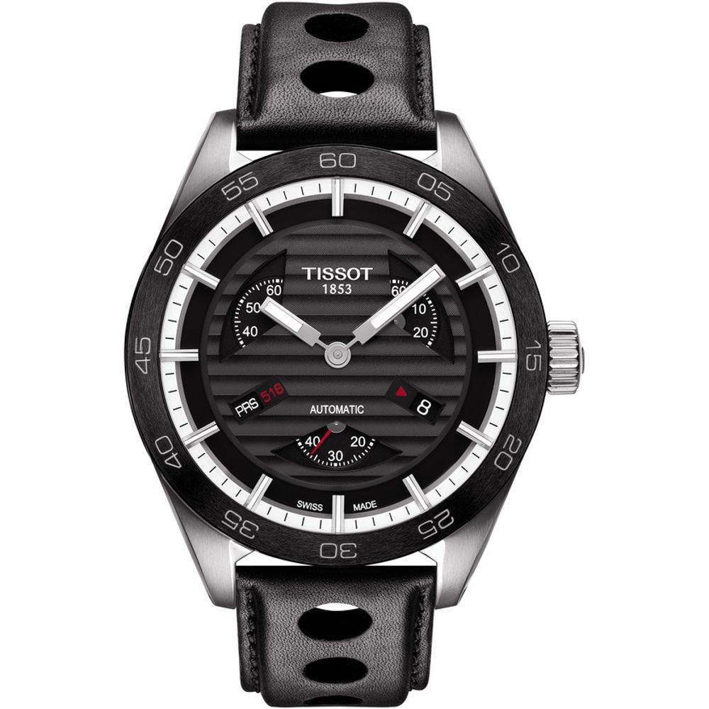 TISSOT PRS 516 Automatic Small Seconds 42mm Silver Stainless Steel Black Leather Strap T100.428.16.051.00