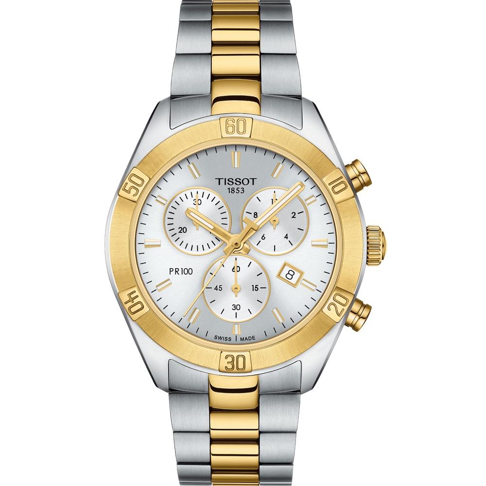 TISSOT PR 100 Sport Chic Lady's Chronograph 38mm Two Tone Gold & Silver Stainless Steel Bracelet T101.917.22.031.00