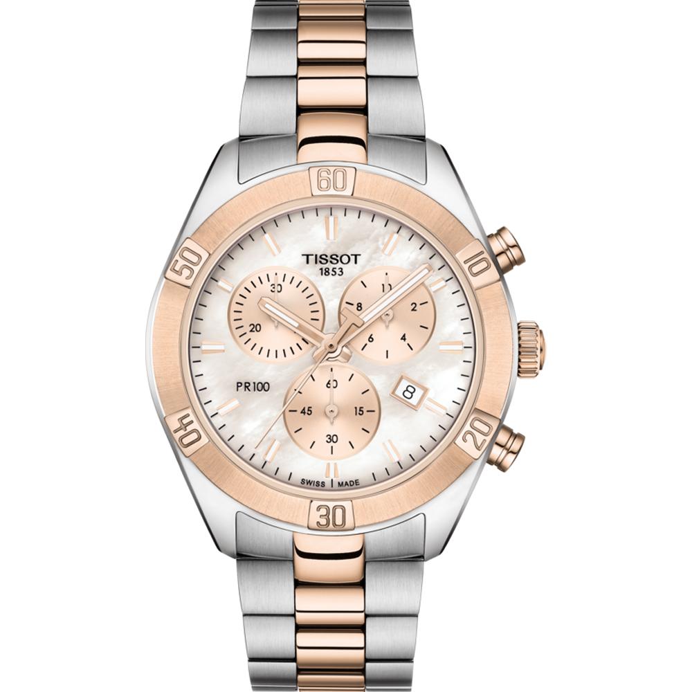 TISSOT PR 100 Sport Chic Lady's Chronograph 38mm Two Tone Rose Gold & Silver Stainless Steel Bracelet T101.917.22.151.00