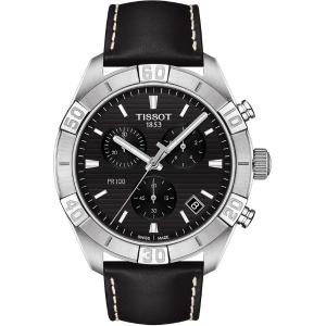 TISSOT PR 100 Sport Gent Chronograph 44mm Silver Stainless Steel Black Leather Strap T101.617.16.051.00 - 5098