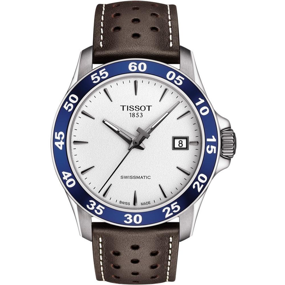 TISSOT V8 Swissmatic White Dial 42.5mm Silver Stainless Steel Brown Leather Strap T106.407.16.031.00 - 1
