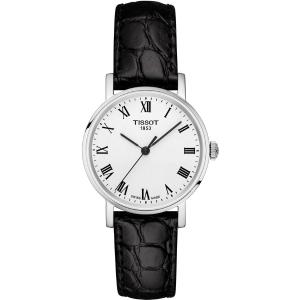 TISSOT Everytime Three Hands 30mm Silver Stainless Steel Black Leather Strap T109.210.16.033.00 - 3542