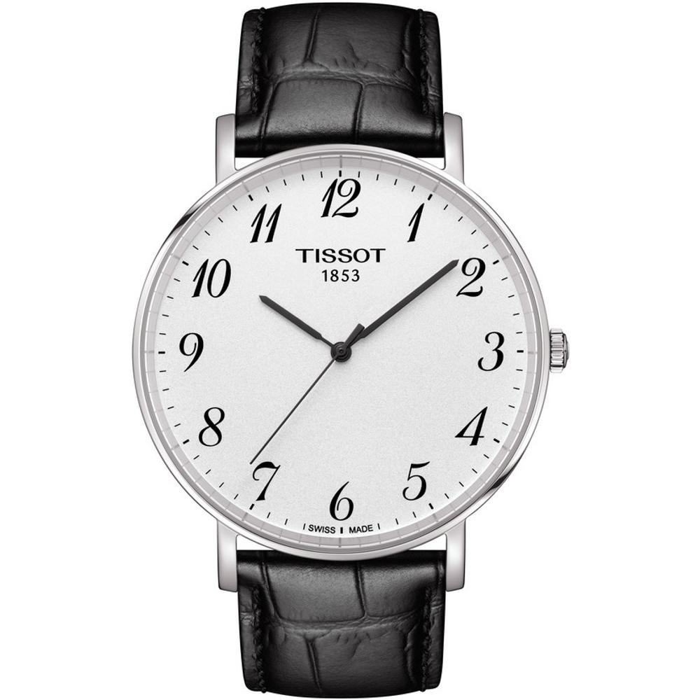 TISSOT Everytime Large Three Hands 42mm Silver Stainless Steel Black Leather Strap T109.610.16.032.00 - 1