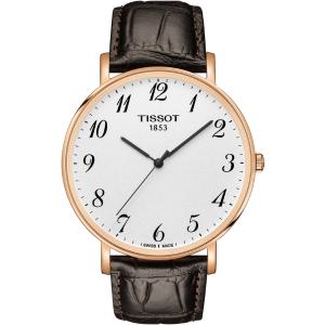 TISSOT Everytime Large Three Hands 42mm Rose Gold Stainless Steel Black Leather Strap T109.610.36.032.00 - 3810
