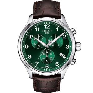 TISSOT XL Classic Chronograph Green Dial 45mm Silver Stainless Steel Brown Leather Strap T116.617.16.092.00 - 35908