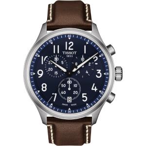 TISSOT XL Vintage Chronograph Blue Dial 45mm Silver Stainless Steel Brown Leather Strap T116.617.16.042.00 - 4460