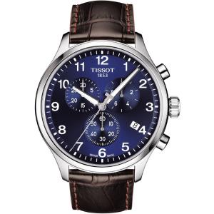 TISSOT XL Classic Chronograph Blue Dial 45mm Silver Stainless Steel Brown Leather Strap T116.617.16.047.00 - 4476
