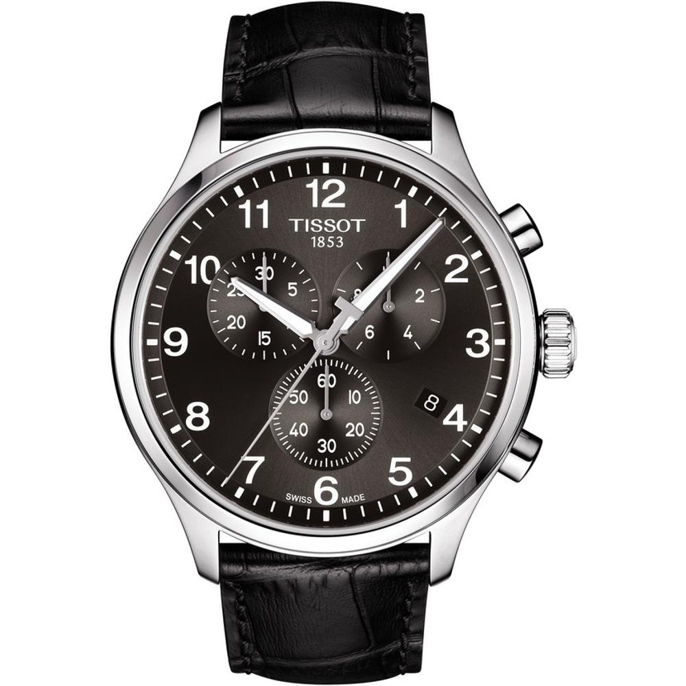 TISSOT XL Classic Chronograph Grey Dial 45mm Silver Stainless Steel Black Leather Strap T116.617.16.057.00