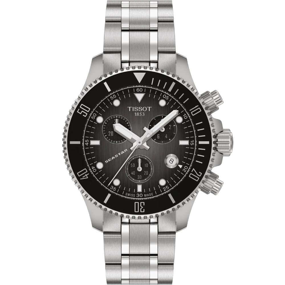 TISSOT Seastar 1000 Quartz Chronograph Gray Gradient Dial 38mm Silver Stainless Steel Bracelet T120.217.11.061.00