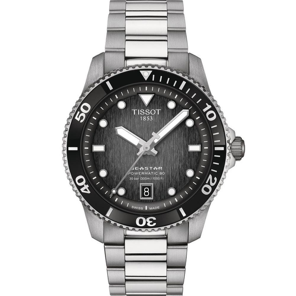 TISSOT Seastar 1000 Powermatic 80 Graded Grey-Black Dial 40mm Silver Stainless Steel Bracelet T120.807.11.051.00