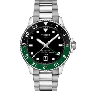 TISSOT Seastar 1000 Quartz GMT Black Dial 40mm Silver Stainless Steel Bracelet T120.852.11.051.00 - 48180