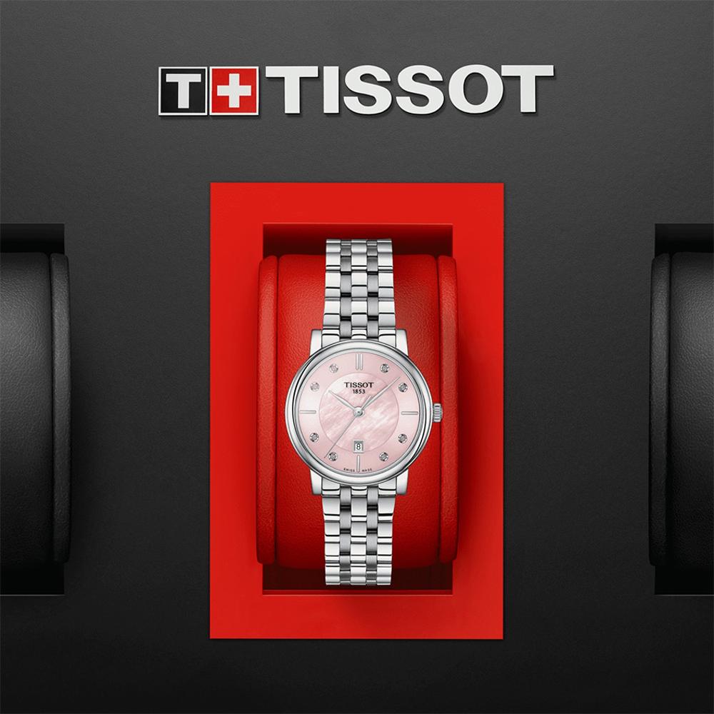 TISSOT Carson Pink Pearl Dial with Sapphires 30mm Silver Stainless Steel Bracelet T122.210.11.159.00 - 6