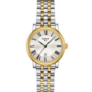 TISSOT Carson Silver Dial 30mm Two Tone Gold Stainless Steel Bracelet T122.210.22.033.00 - 8354
