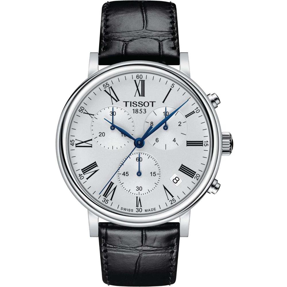 TISSOT Carson Premium Chronograph 41mm Silver Stainless Steel Black Leather Strap T122.417.16.033.00