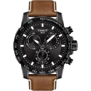 TISSOT Supersport Chronograph Black Dial 45.5mm Black Stainless Steel Brown Leather Strap T125.617.36.051.01 - 4996