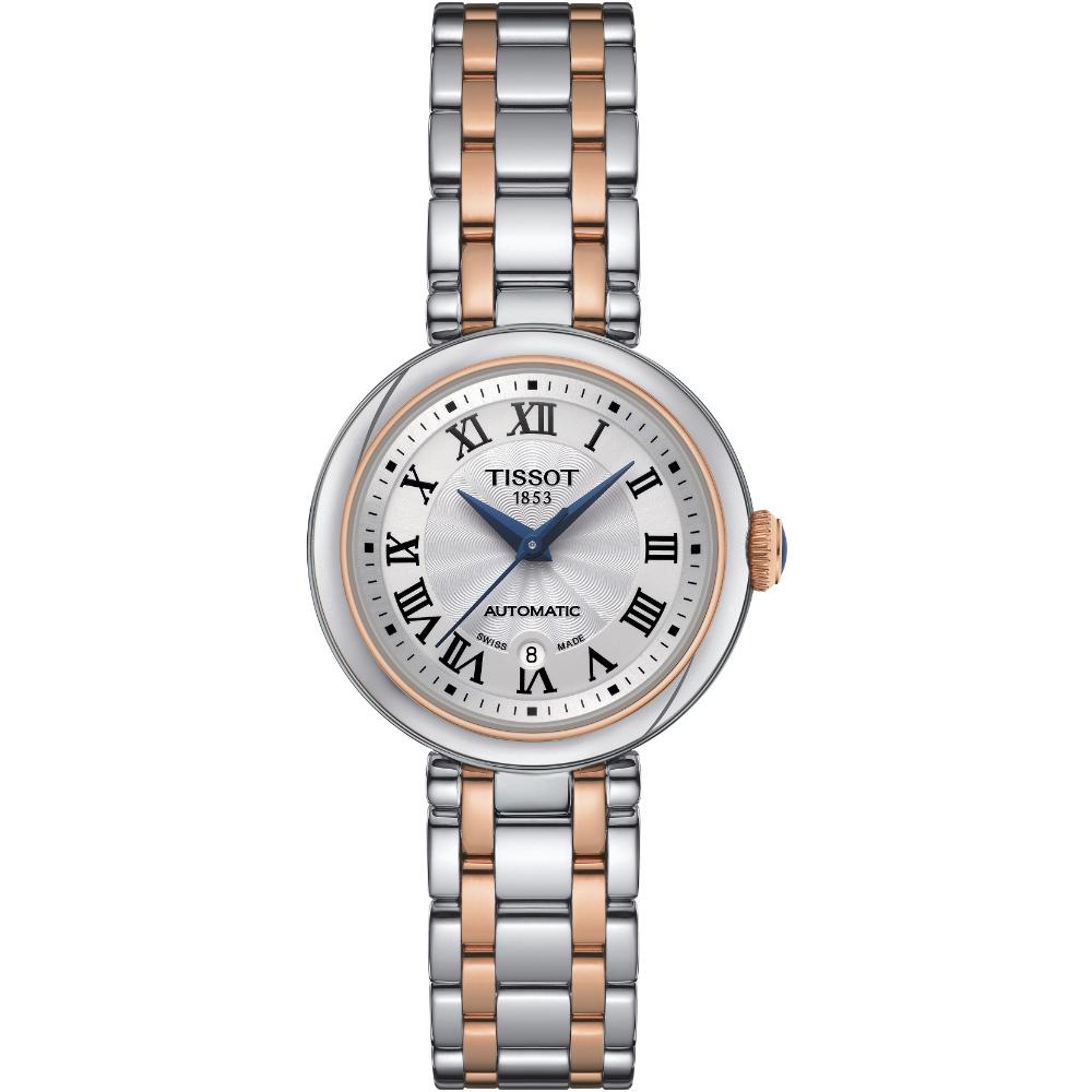 TISSOT Bellissima Automatic Silver Dial 29mm Two Tone Rose Gold Stainless Steel Bracelet T126.207.22.013.00