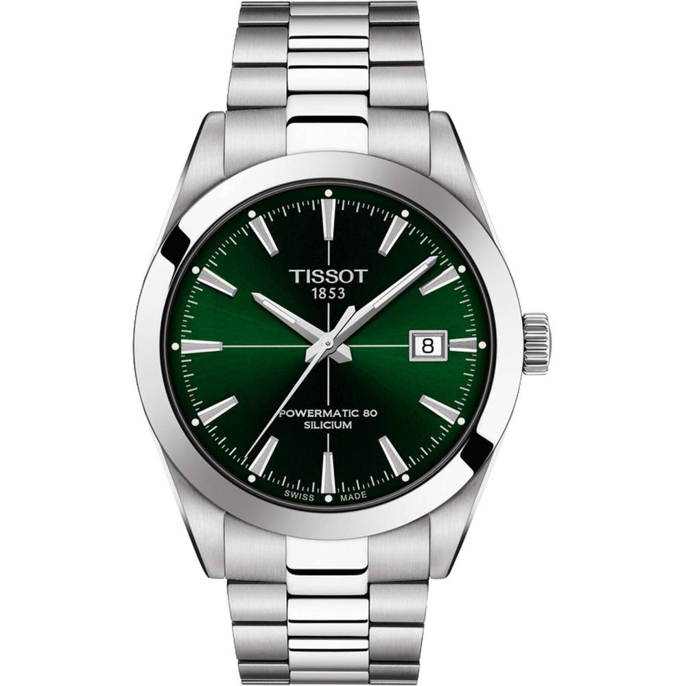 TISSOT Gentleman Powermatic 80 Silicium Green Dial 40mm Silver Stainless Steel Bracelet T127.407.11.091.01