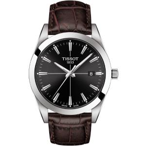 TISSOT Gentleman 40mm Silver Stainless Steel Brown Leather Strap T127.410.16.051.01 - 5306
