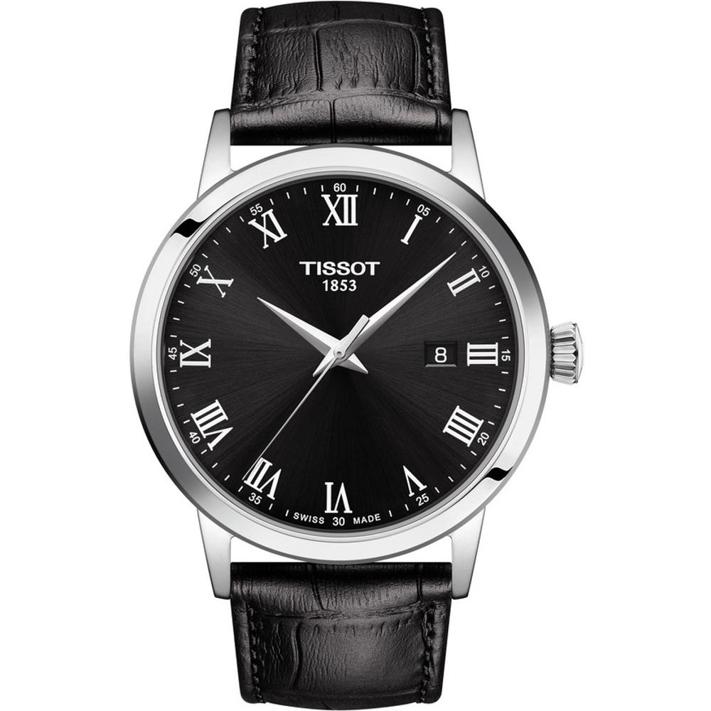 TISSOT Classic Dream Black Dial 42mm Silver Stainless Steel Black Leather Strap T129.410.16.053.00