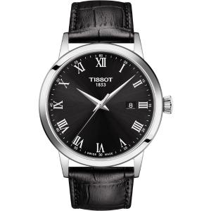 TISSOT Classic Dream Black Dial 42mm Silver Stainless Steel Black Leather Strap T129.410.16.053.00 - 5486