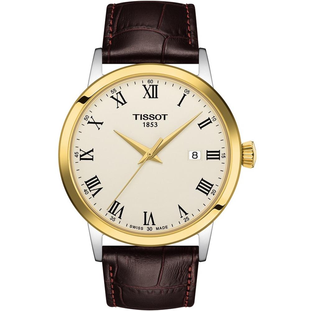 TISSOT Classic Dream 42mm Two Tone Gold & Silver Stainless Steel Brown Leather Strap T129.410.26.263.00