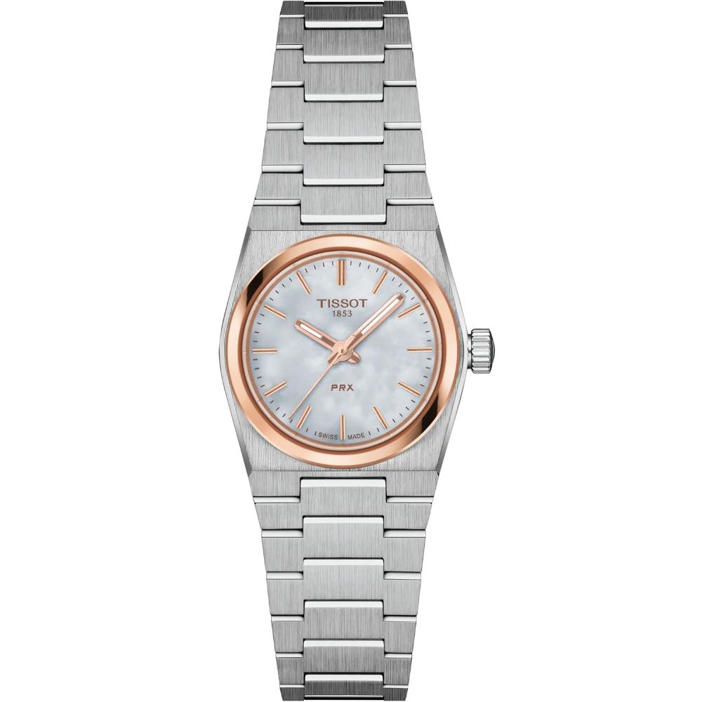 TISSOT PRX 25 White Pearl Dial 25mm Two Tone Rose Gold & Silver Stainless Steel Bracelet T137.010.21.111.00