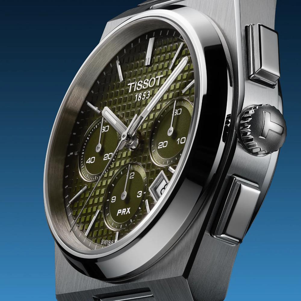 TISSOT PRX Chronograph Automatic Green Dial 42mm Silver Stainless Steel Bracelet T137.427.11.091.00 - 7