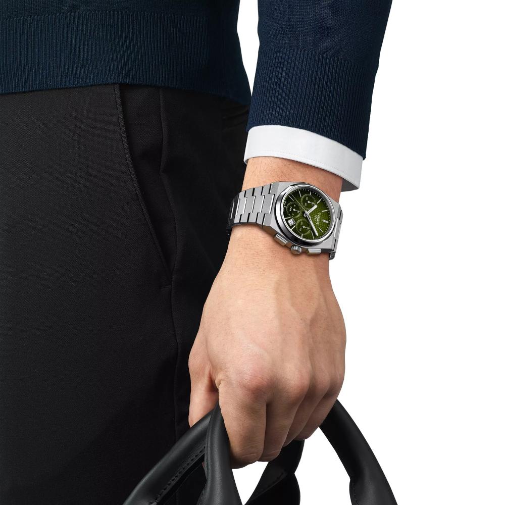 TISSOT PRX Chronograph Automatic Green Dial 42mm Silver Stainless Steel Bracelet T137.427.11.091.00 - 8