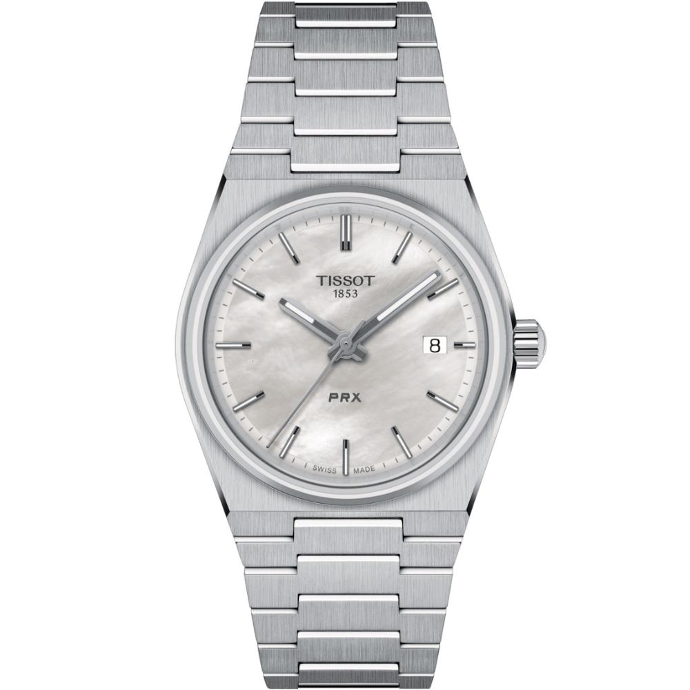 TISSOT PRX 35 White Pearl Dial Quartz 35mm Silver Stainless Steel Bracelet T137.210.11.111.00