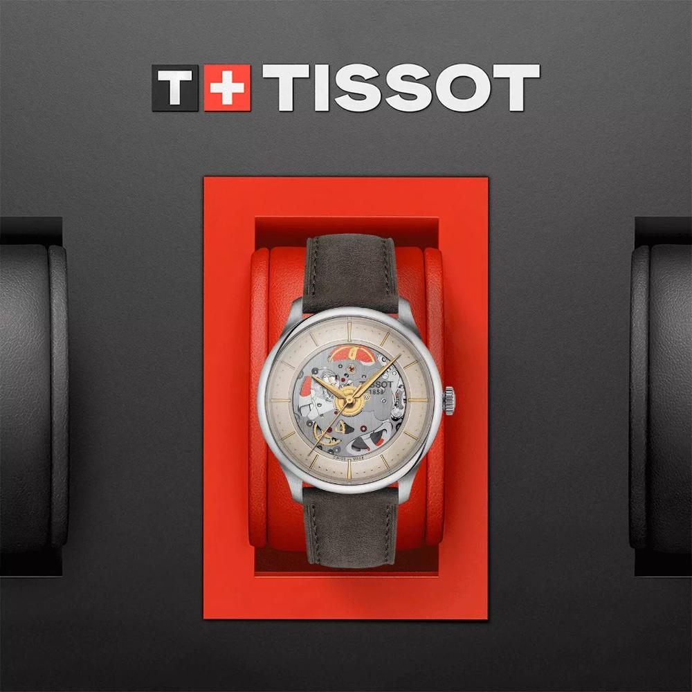 TISSOT Chemin Des Tourelles Powermatic 80 Skeleton Ivory Dial 39mm Silver Stainless Steel Green Leather Strap T139.836.16.261.00 - 7