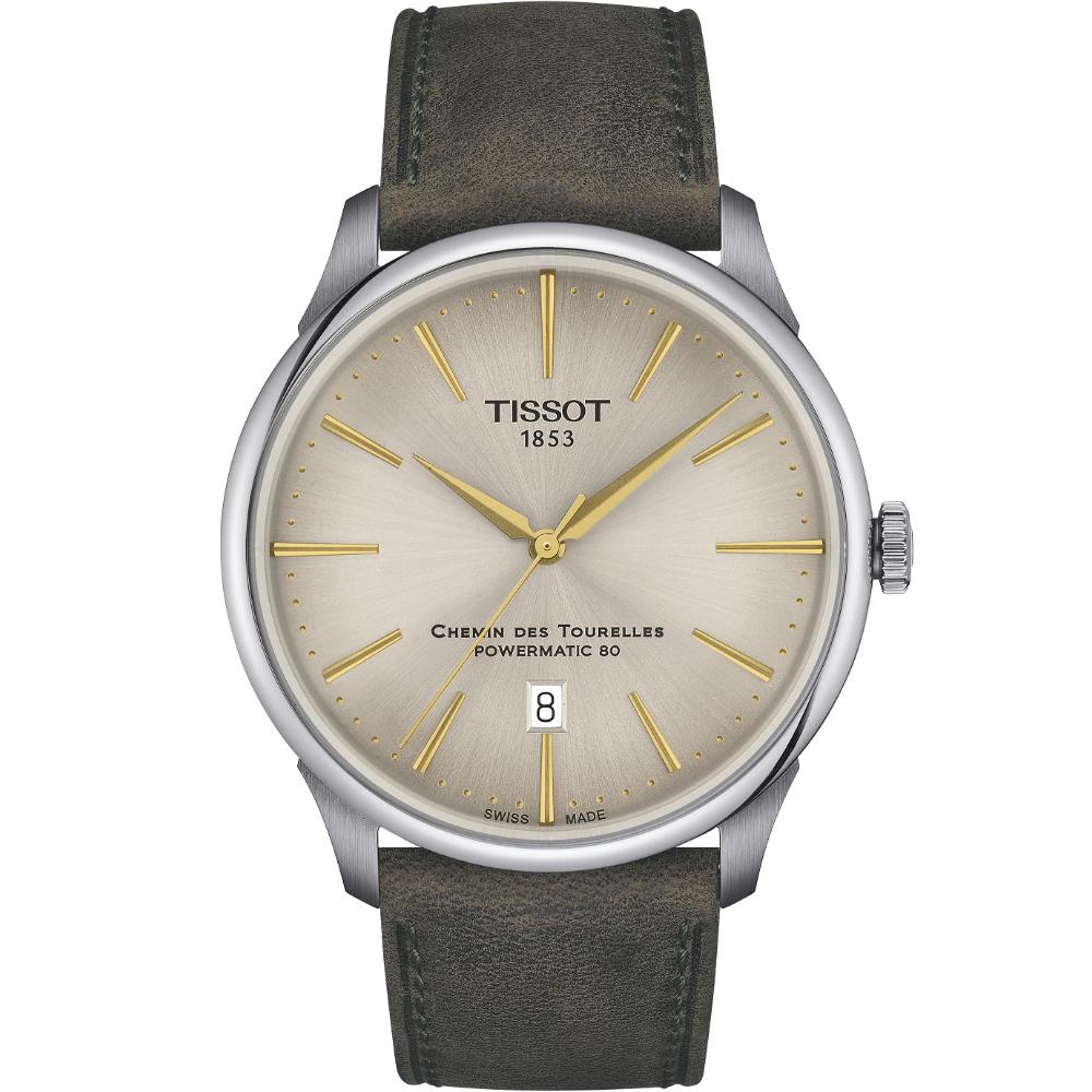 TISSOT Chemin Des Tourelles Powermatic 80 42mm Silver Stainless Steel Brown Leather Strap T139.407.16.261.00