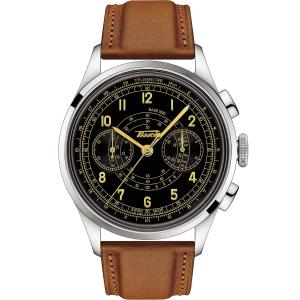 TISSOT Heritage Telemeter 1938 Chronograph 42mm Silver Stainless Steel Brown Leather Strap T142.462.16.052.00 - 25918