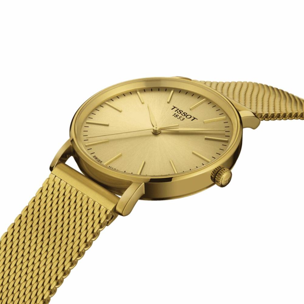 TISSOT Everytime Gold Dial 34mm Gold Stainless Steel Mesh Bracelet T143.210.33.021.00