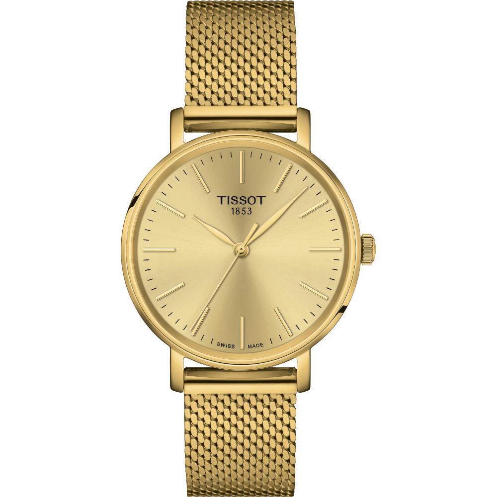 TISSOT Everytime Gold Dial 34mm Gold Stainless Steel Mesh Bracelet T143.210.33.021.00