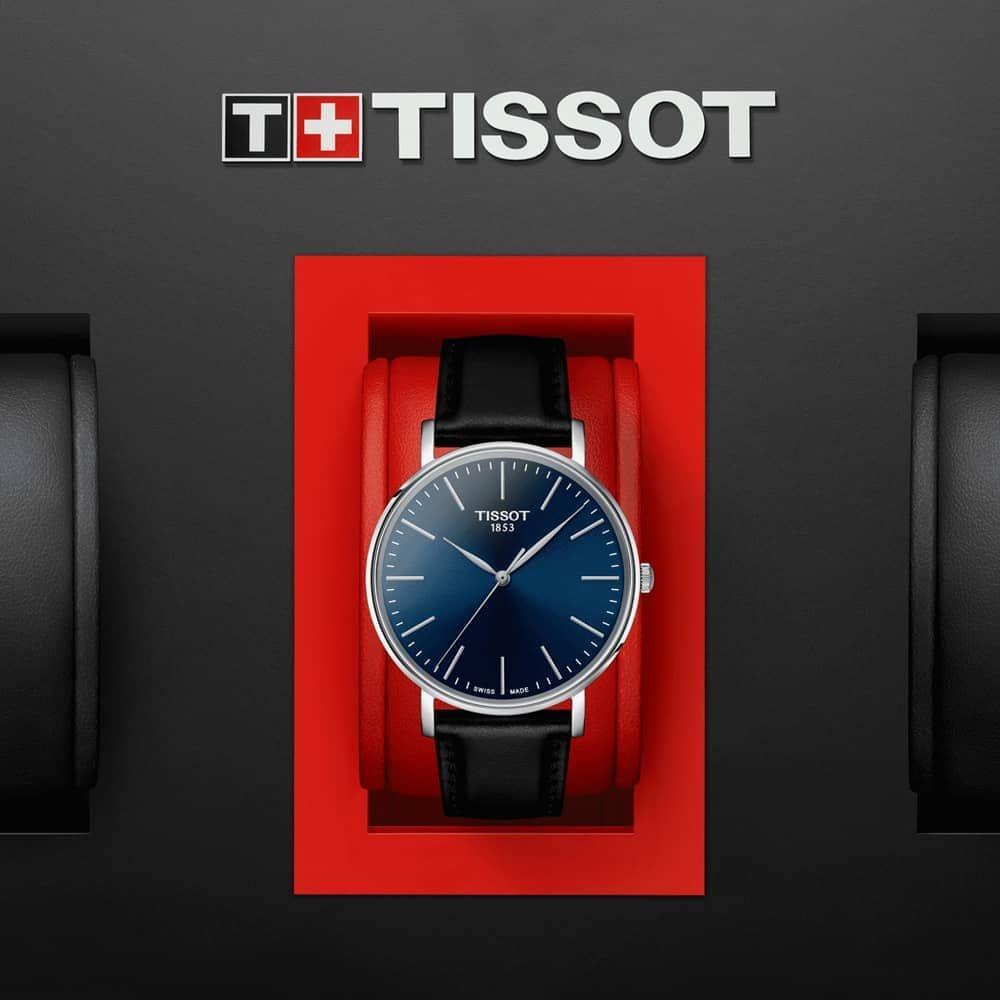 TISSOT Everytime Blue Dial 40mm Silver Stainless Steel Black Leather Strap T143.410.16.041.00 - 7