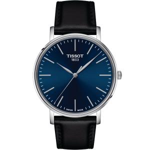 TISSOT Everytime Blue Dial 40mm Silver Stainless Steel Black Leather Strap T143.410.16.041.00 - 45643